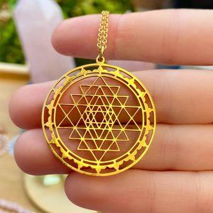 Sri Yantra necklace Sacred geometry necklace. jewelry Meditation spiritual work.